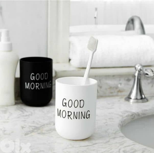 good morning teeth brushes holder cup 2