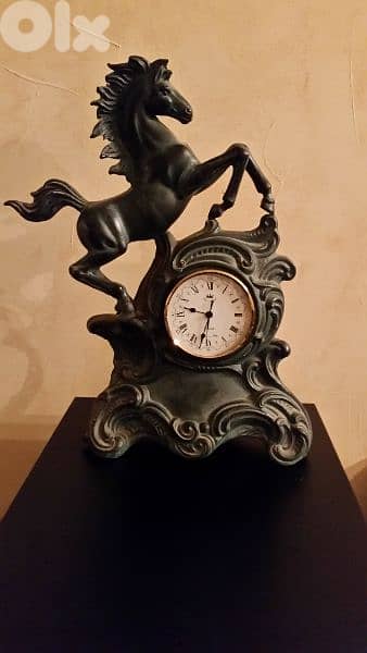 old italy  horse clock bronze weight 7 . kg 0