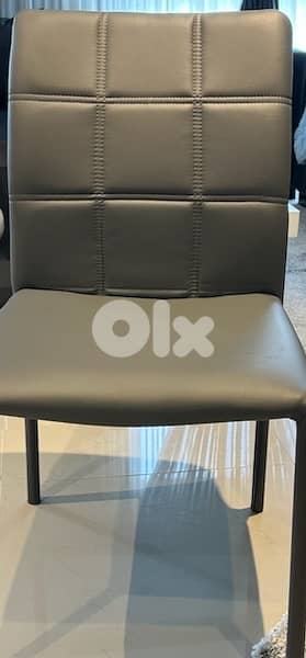 6 dinning chairs, grey color, leather 0