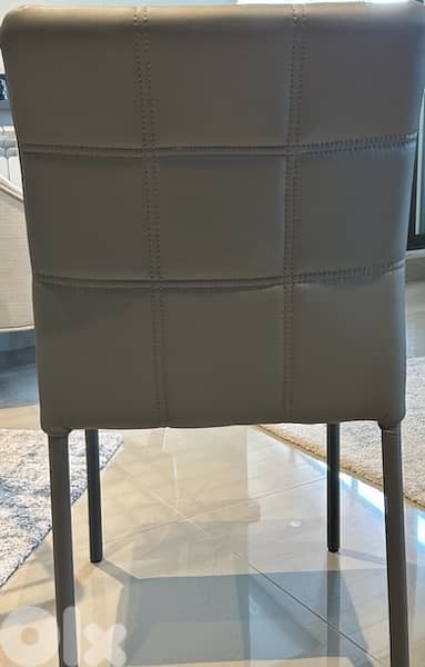 6 dinning chairs, grey color, leather 2