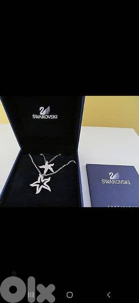 original Swarovski double chain double pendant star fish 0