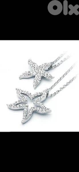 original Swarovski double chain double pendant star fish 3