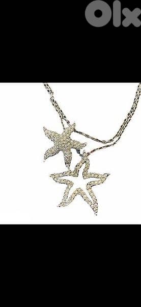 original Swarovski double chain double pendant star fish 4