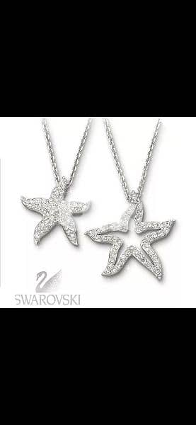 original Swarovski double chain double pendant star fish 5