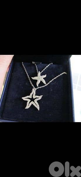 original Swarovski double chain double pendant star fish 8