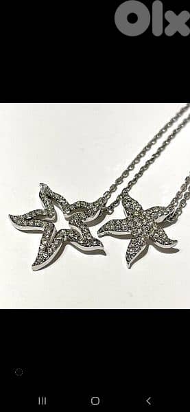 original Swarovski double chain double pendant star fish 11