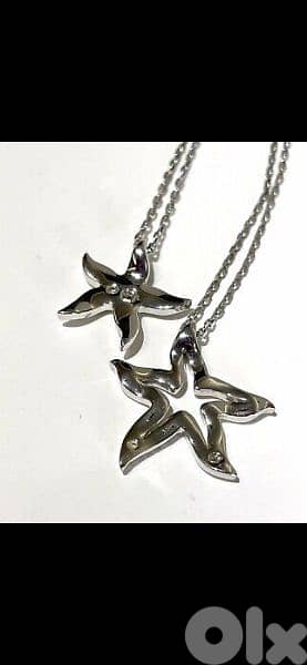 original Swarovski double chain double pendant star fish 13