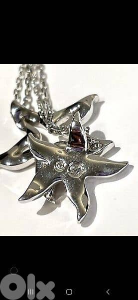 original Swarovski double chain double pendant star fish 14