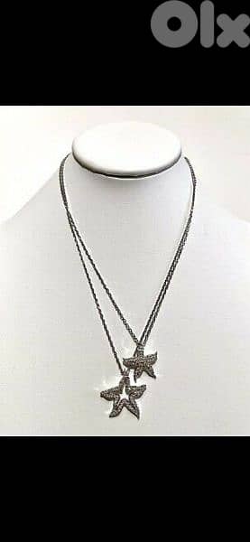 original Swarovski double chain double pendant star fish 15