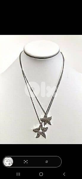original Swarovski double chain double pendant star fish 16