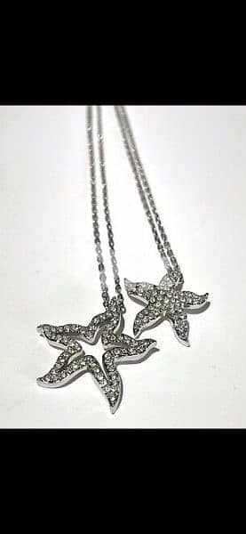 original Swarovski double chain double pendant star fish 17