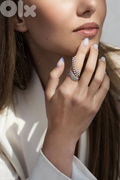 doubĺe leaf adjustable original swarovski ring 0