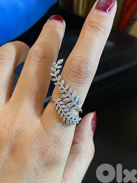 doubĺe leaf adjustable original swarovski ring 2