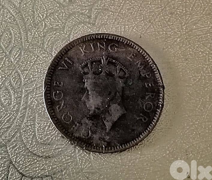 1939 British India WWII KGVI quarter Anna bronze coin 1