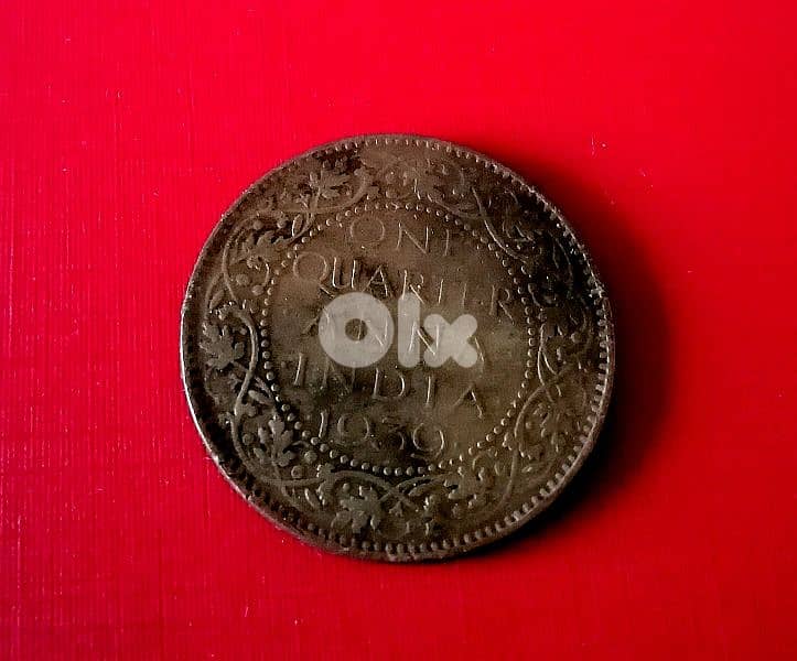1939 British India WWII KGVI quarter Anna bronze coin 2