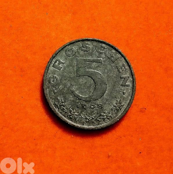 1968 Austria 5 Groschen Zinc coin KM# 2875 1