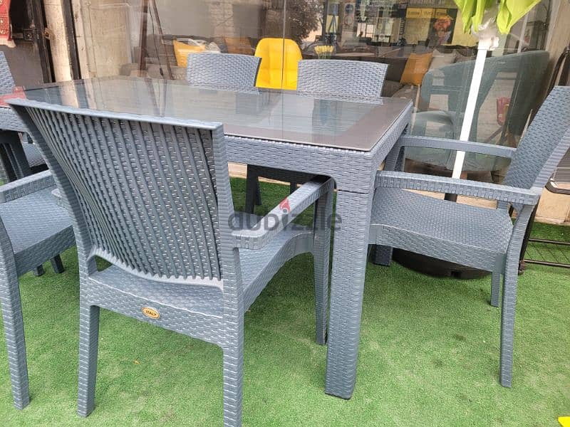 Table +Glass Top+ 6 Chairs Rattan 2
