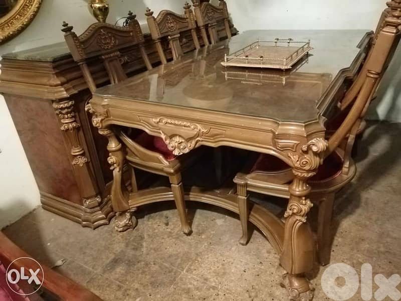 غرفة سفرة مصرية روعة الحفر المميز شغل يدوي بالخشب الزين كامله متكاملة 0