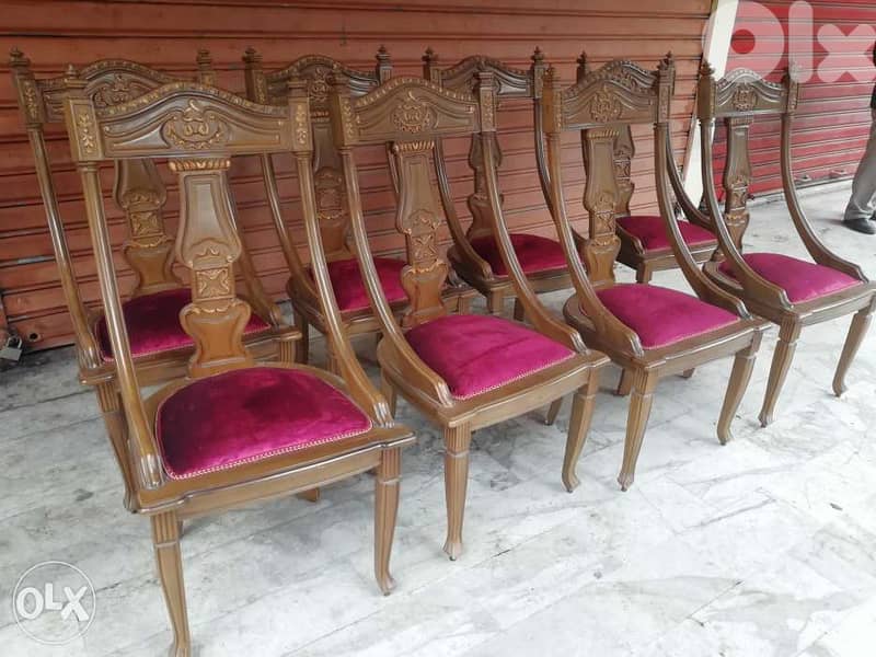 غرفة سفرة مصرية روعة الحفر المميز شغل يدوي بالخشب الزين كامله متكاملة 1