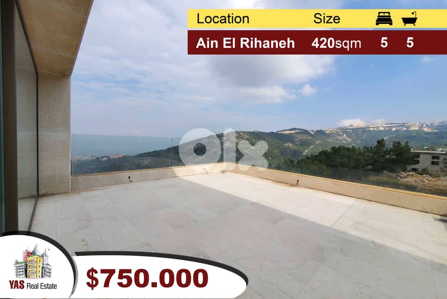 Ain El Rihaneh 420m2 | New Duplex | High-End | Sea View | 0