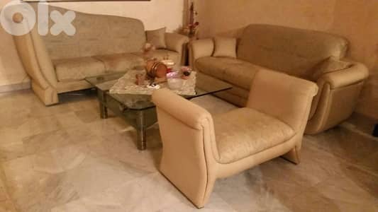 big salon steel like new table glass 2 cm big size 115 cm