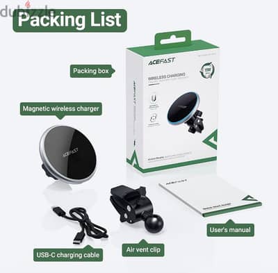 Acefast D3 high end Wireless car charger Magsafe 15Watt