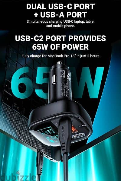 Acefast B5 high end and unique Digital fast car adapter 101watt 1