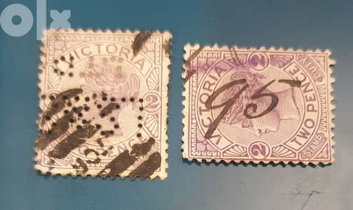 1895 Queen Victoria Australia overprint  two Pence x 2 lilac stamp