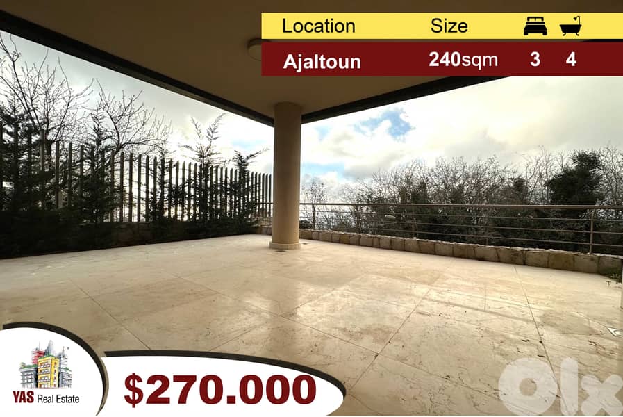Ajaltoun 240m2 | 100m2 Terrace | Sea View | New | High-End |TO| 0