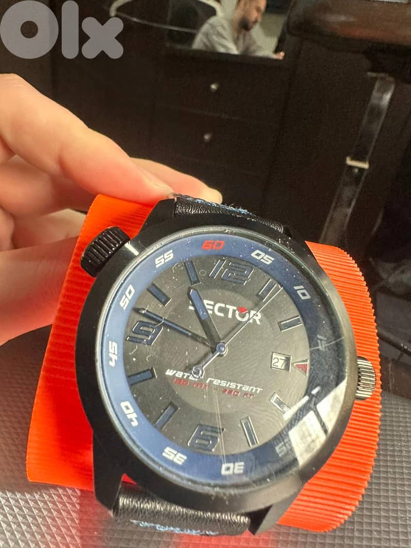 Sector Men's 48mm Black Leather Stainless Steel Case Quartz Watch 0