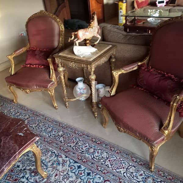 salon steel complete with 3 marble tables 1