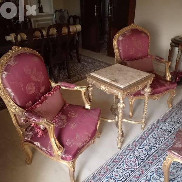 salon steel complete with 3 marble tables 2