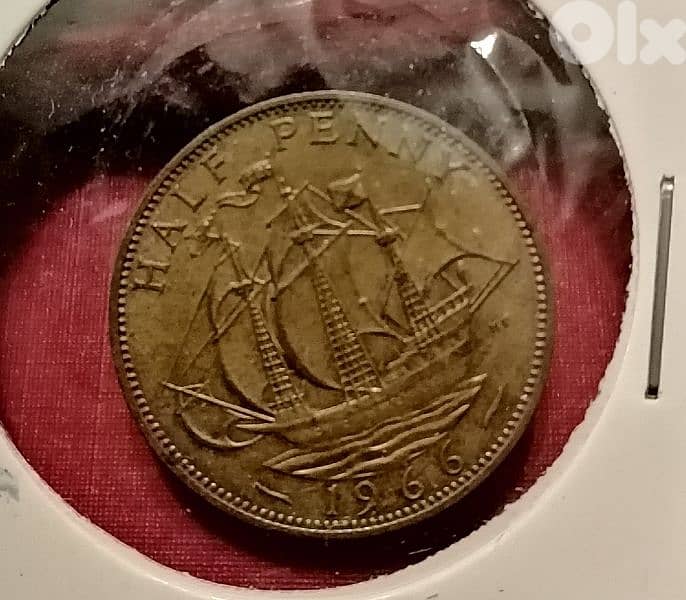 1966 England Half Penny Q. Elizabeth II 0