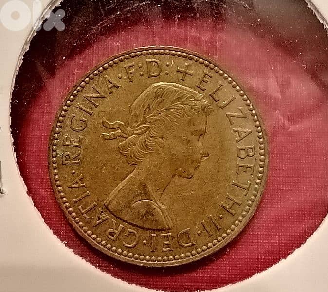 1966 England Half Penny Q. Elizabeth II 1