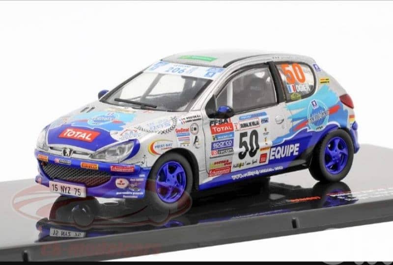 Peugeot 206 XS (Rally Terre Cardabelles '06) diecast car model 1;43. 1