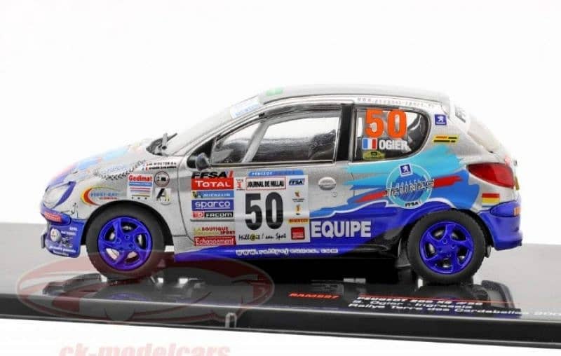 Peugeot 206 XS (Rally Terre Cardabelles '06) diecast car model 1;43. 2