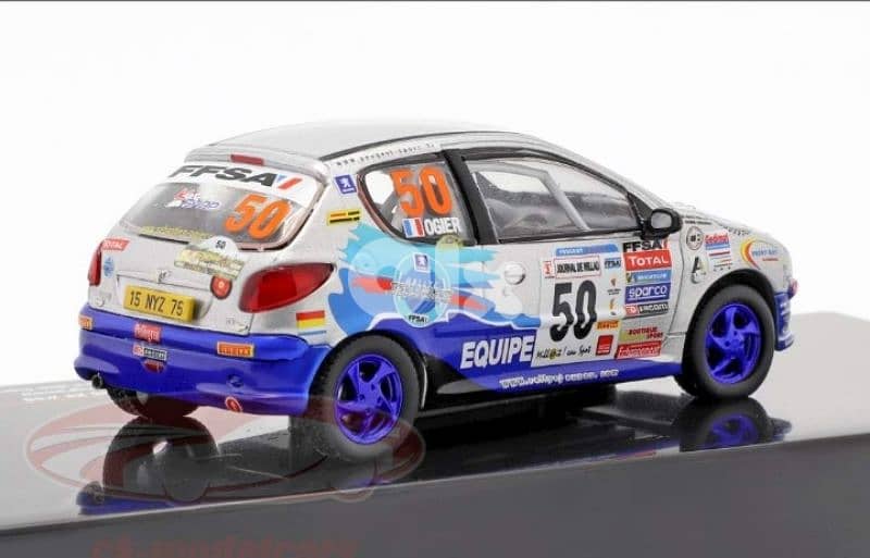 Peugeot 206 XS (Rally Terre Cardabelles '06) diecast car model 1;43. 3