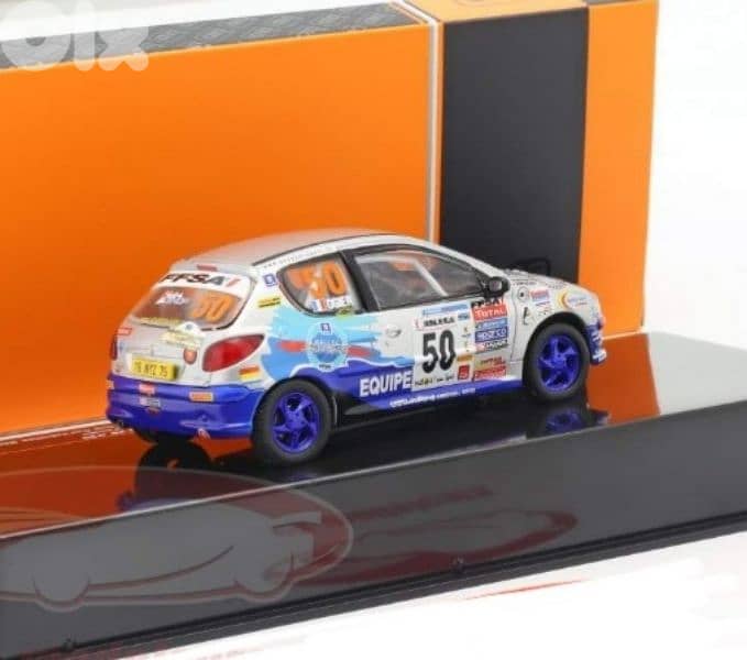 Peugeot 206 XS (Rally Terre Cardabelles '06) diecast car model 1;43. 4