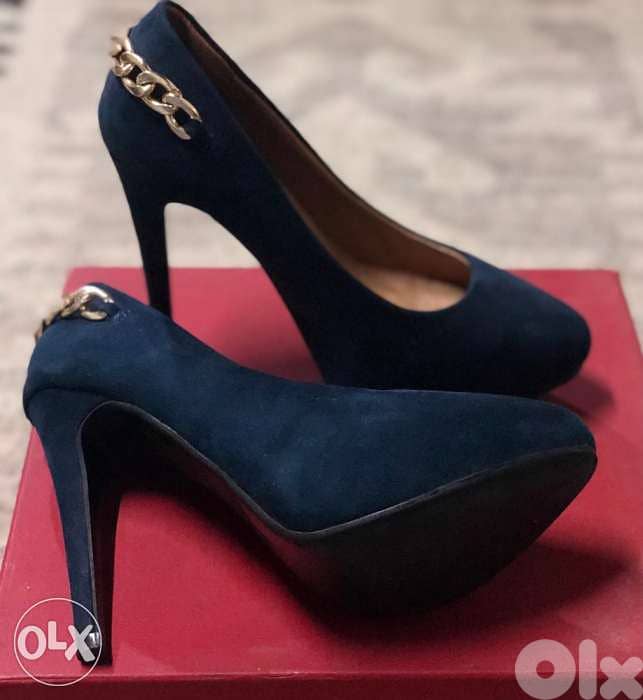 Women shoes, navy color, high heels, mokhmal 1