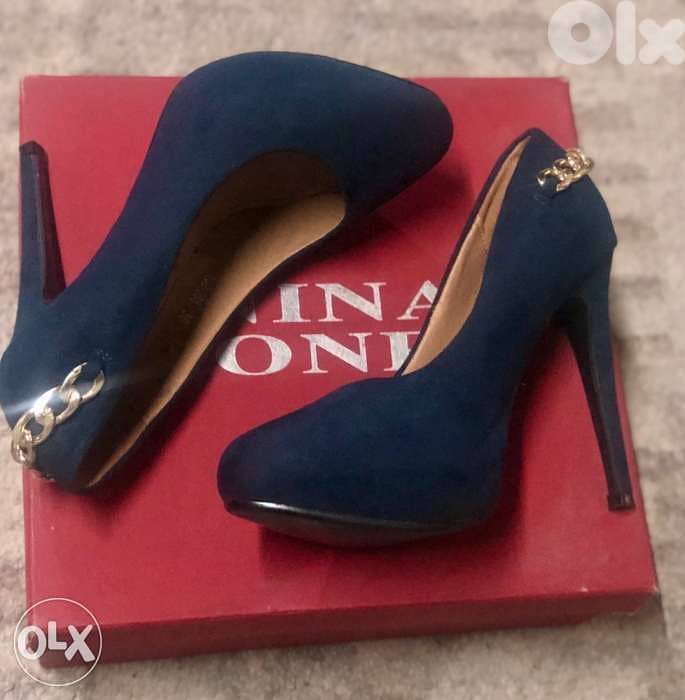 Women shoes, navy color, high heels, mokhmal 2