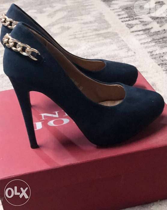 Women shoes, navy color, high heels, mokhmal 0