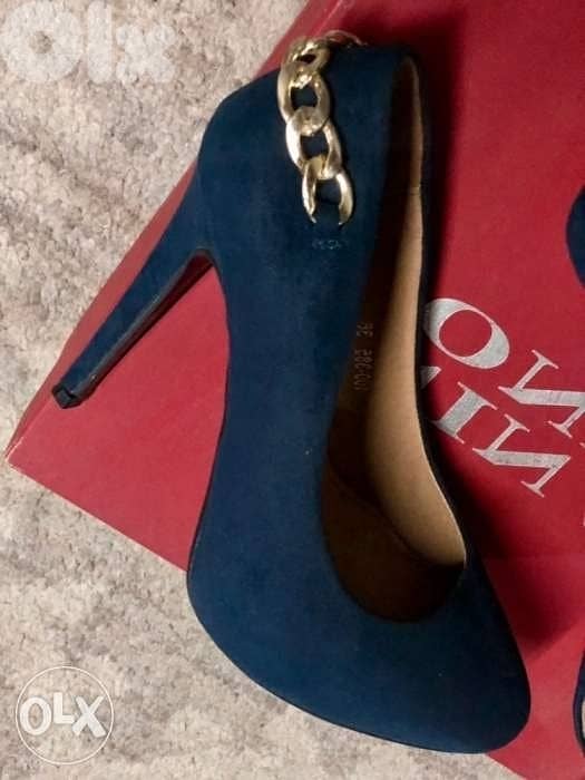 Women shoes, navy color, high heels, mokhmal 6