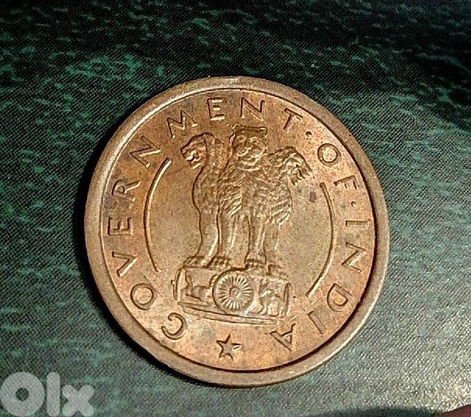 1953 India Horse bronze Coin 1 Rupee Ashoka Lion 1
