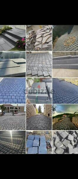 حجر بازلت مختلف اسود