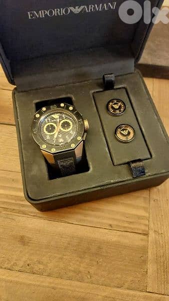 Watch Emporio Armani chronograph with cufflinks 0