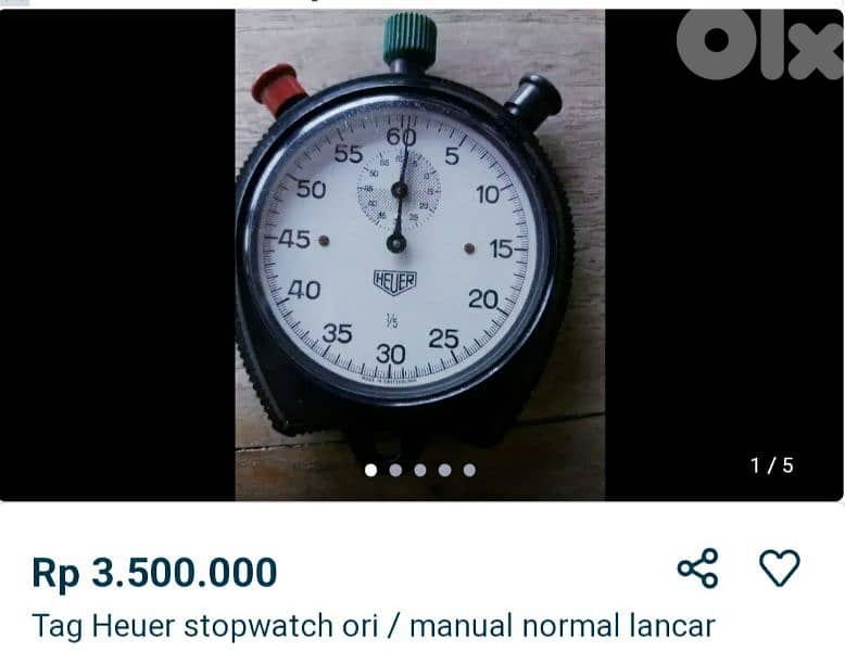 Heuer super sport 1/5 stopwatch pocket watch swiss made 1970S 1