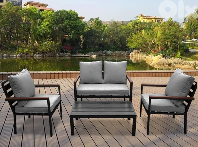 Samford grey 2s aluminum garden outdoor sofa seats طقم المنيوم خارجي 0