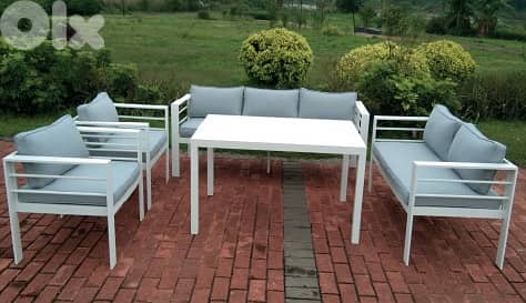 Samford white 7s aluminum garden outdoor sofa seats طقم المنيوم خارجي 0