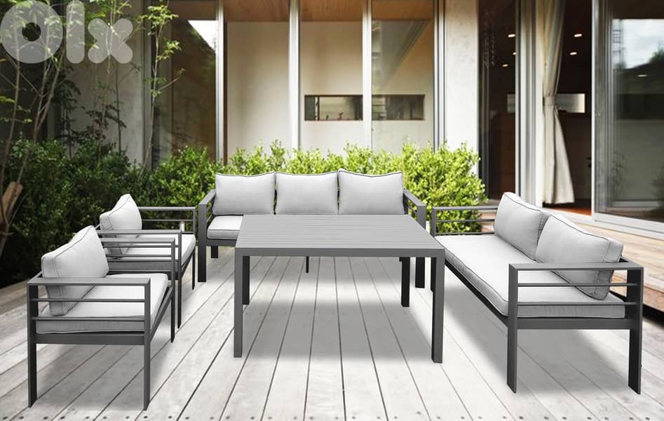 BIANCA 7S GREY aluminum garden outdoor sofa seats طقم المنيوم خارجي 0