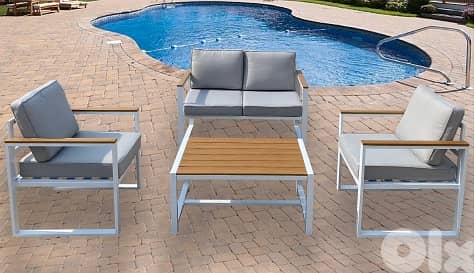 FANDY WHITE aluminum garden outdoor sofa seats طقم المنيوم خارجي 0